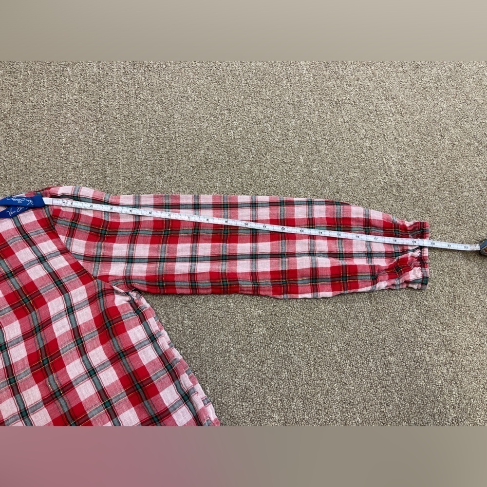Cat & Jack: Girl’s Red/Green/Gold Plaid Long Sleeve Blouse, Size L (10/12) - Picture 2 of 12